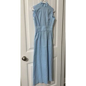 Vintage Maxi Dress 70's Party Baby Blue Sleeveless Long fitted column dress